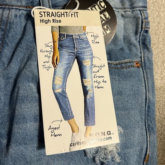 NWT S.O.N.G. High Rise Straight Distressed Cropped BUTTON FLY Jeans Size 9/29 - Picture 5 of 14